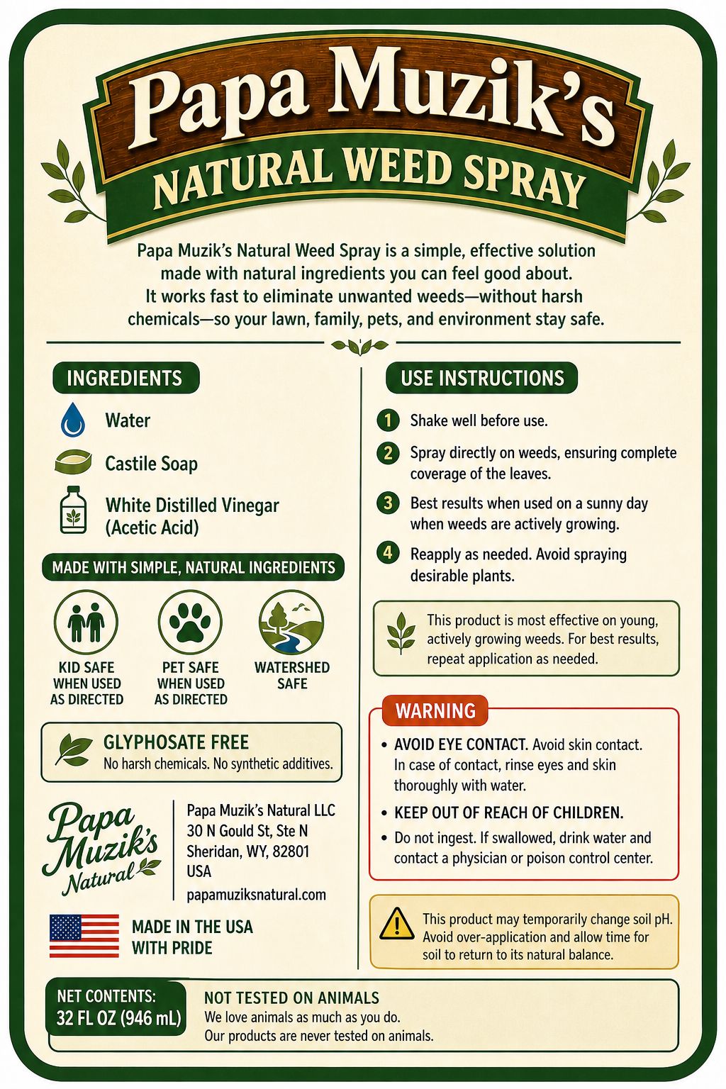 Papa Muzik's Natural Weed Spray